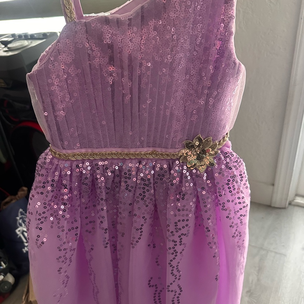 Purple Sequin Dress with Floral Accent